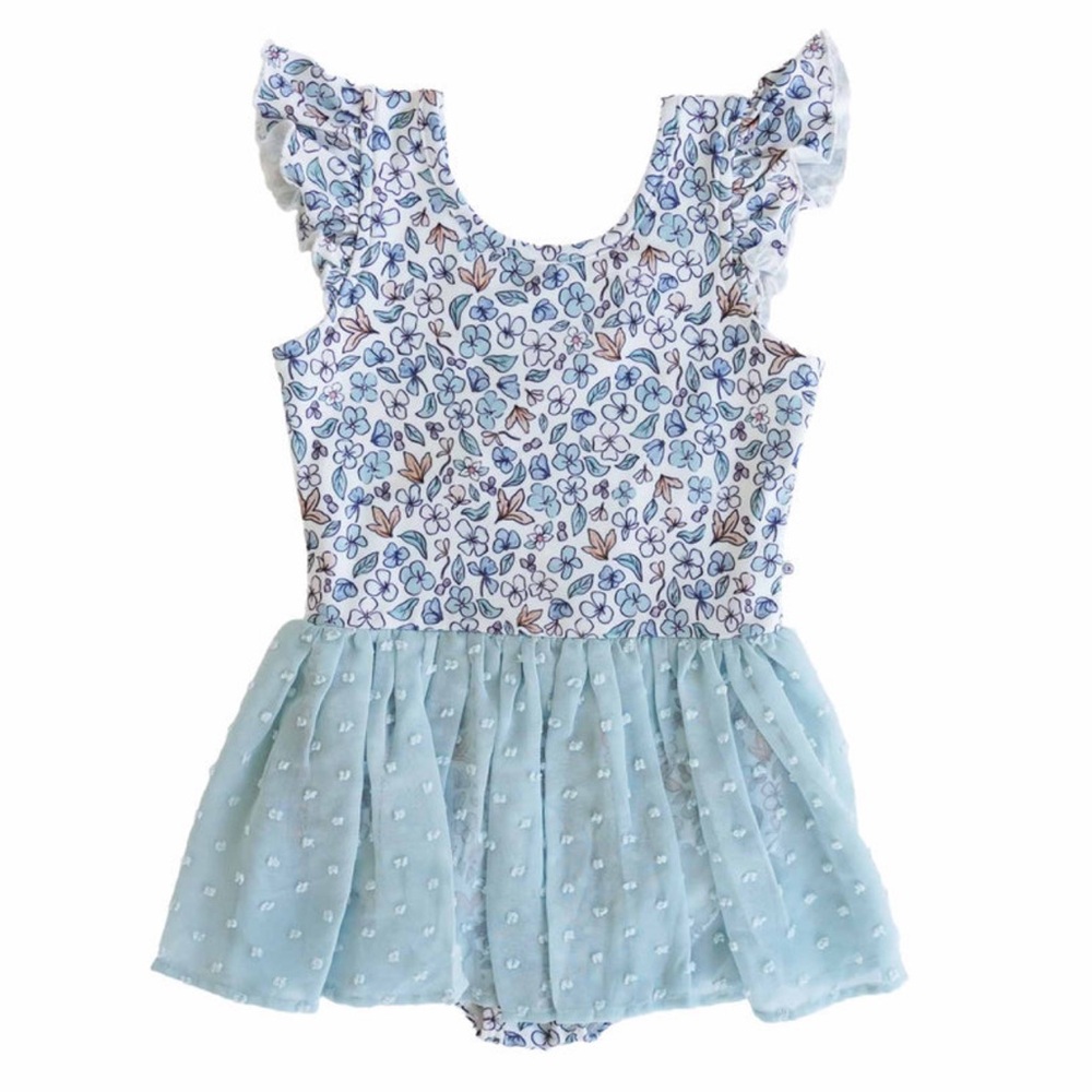 Caden Lane Girls Leotard Blue Ballerina Blossoms 3T